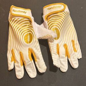 Handlandy youth White and Yellow Football Gloves